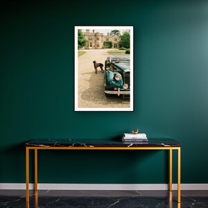 German Shorthaired Pointer Wall Art art print on a brass and black console vignette