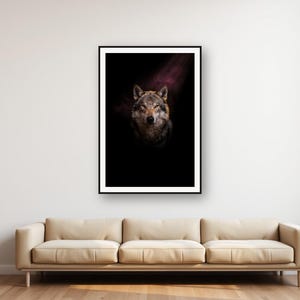 Wolfsmotiv | Dunkler Tier-Dekor mit Messingrand (Digitaler Download) Bild 1