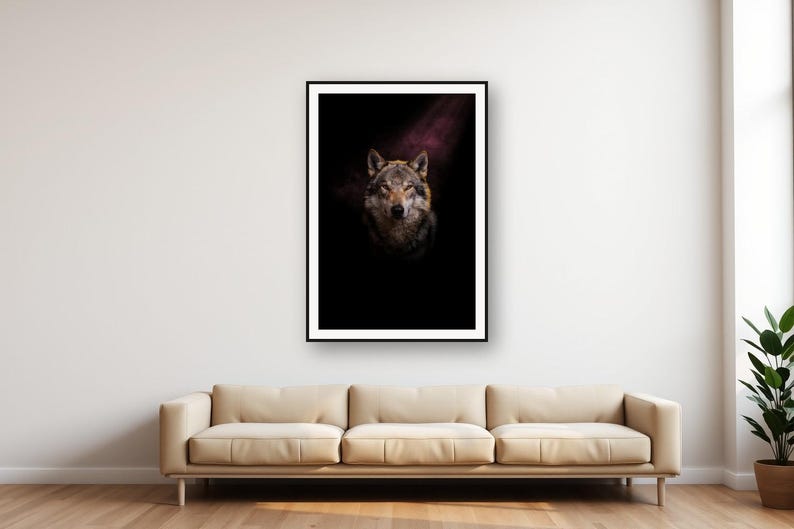Wolfsmotiv | Dunkler Tier-Dekor mit Messingrand (Digitaler Download) Bild 1