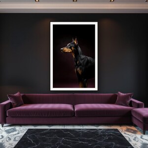 Doberman Wall Art II art print framed in a luxury living room