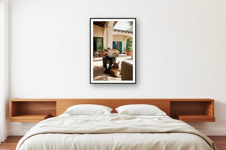 Estampado de perro pastor belga malinois / Foto vintage de una siesta en la terraza (descarga digital) imagen 2