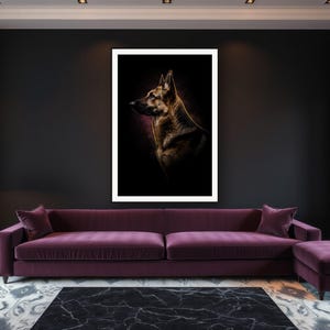 German Shepherd Wall Art art print framed in a luxury living room