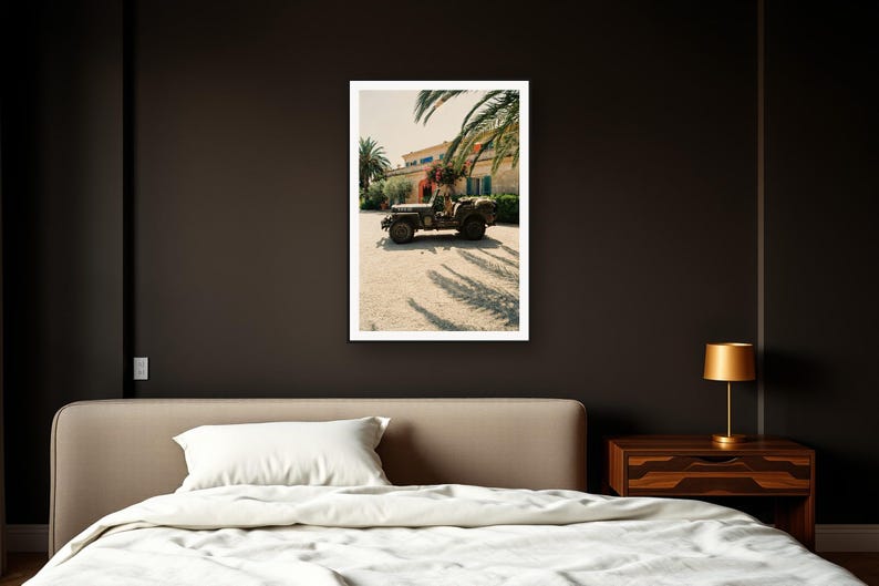 German Shepherd Wall Art art print framed in a dark luxury bedroom