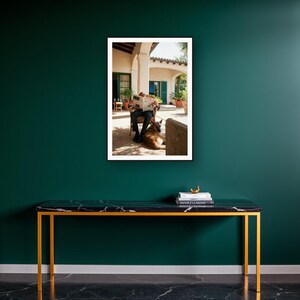Belgian Malinois Wall Art art print on a brass and black console vignette