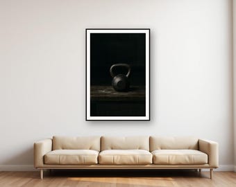 Kettlebell Wall Art | Moody Gym Still Life Print (Digital Download)