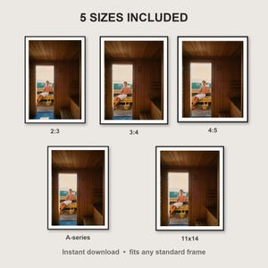 Sauna Wall Art print size chart - 5 ratios included: 2:3, 3:4, 4:5, 11x14, ISO A