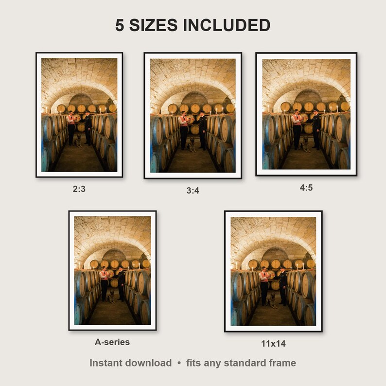 German Shepherd Wall Art print size chart - 5 ratios included: 2:3, 3:4, 4:5, 11x14, ISO A