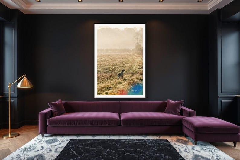 English Pointer Wall Art art print framed in a luxury living room
