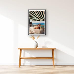 Massage Wall Art art print displayed above an entry console table