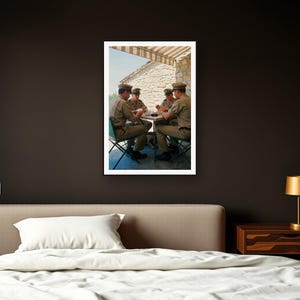 Military Wall Art art print framed in a dark luxury bedroom