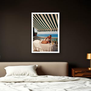 Massage Wall Art art print framed in a dark luxury bedroom