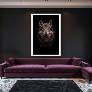 Wolf Wall Art III art print framed in a luxury living room