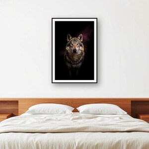 Wolf Print | Brass Rimmed Animal Decor | Dark Luxury Art (Digital Download) image 2