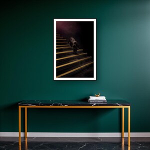 Black Panther Wall Art art print on a brass and black console vignette