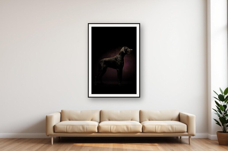 Dane Wall Art | Brass Line Dog Print | Dark Luxury Editorial (Digital Download) image 1