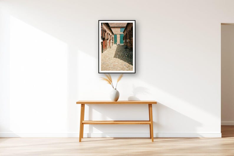 Dalmatian Wall Art art print displayed above an entry console table