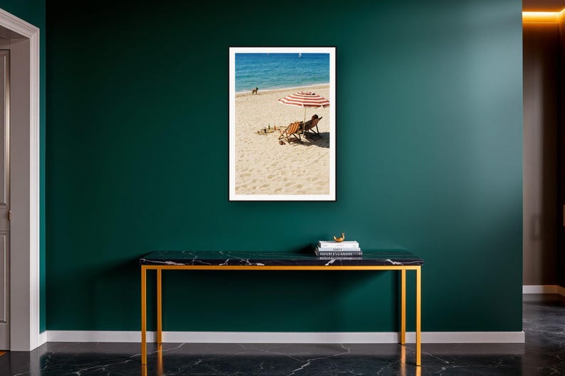 Belgian Malinois Wall Art art print on a brass and black console vignette