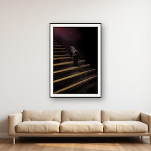 Black Panther Wall Art | Brass Staircase Print | Animal Decor (Digital Download) image 1