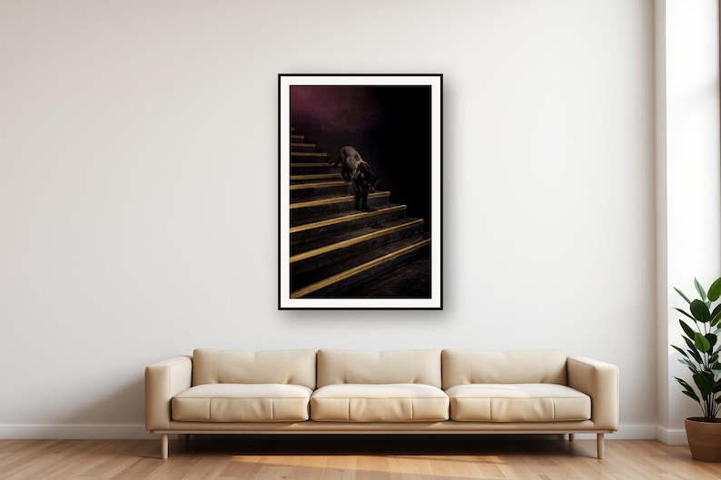 Black Panther Wall Art | Brass Staircase Print | Animal Decor (Digital Download) image 1