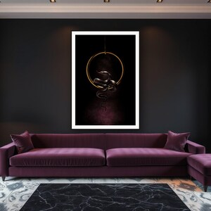 Serpent Wall Art II art print framed in a luxury living room