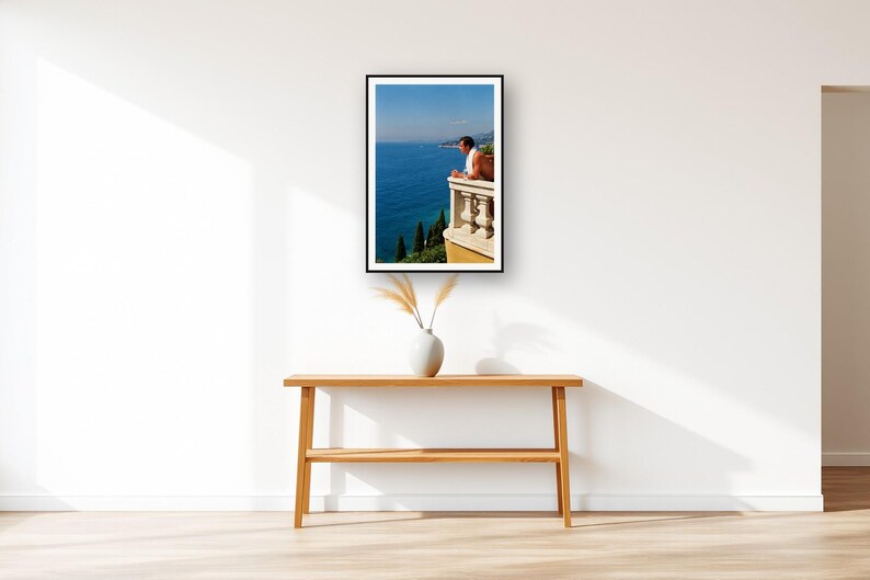 Athlete Wall Art art print displayed above an entry console table