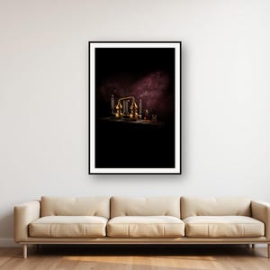 Brass Alembic Still Print | Black Gold Apothecary Wall Art (Digital Download) image 1