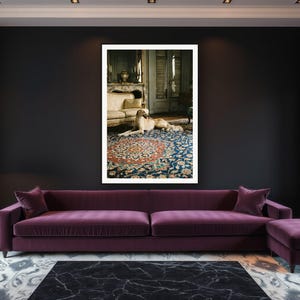 Saluki Wall Art art print framed in a luxury living room