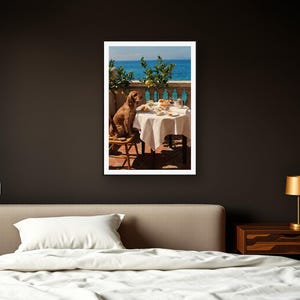 Cocker Spaniel Wall Art art print framed in a dark luxury bedroom