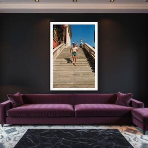 Stair Running Wall Art art print framed in a luxury living room