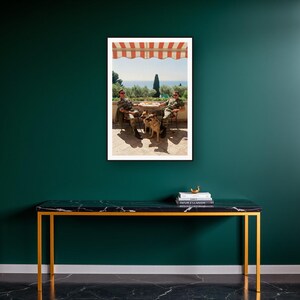Military K9 Wall Art art print on a brass and black console vignette