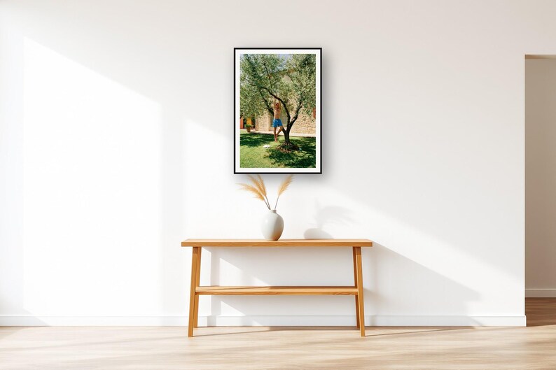 Pull Up Wall Art art print displayed above an entry console table