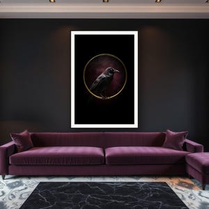 Raven Wall Art art print framed in a luxury living room