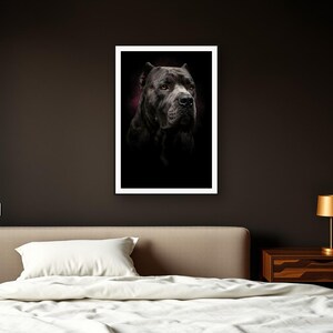 Cane Corso Wall Art art print framed in a dark luxury bedroom