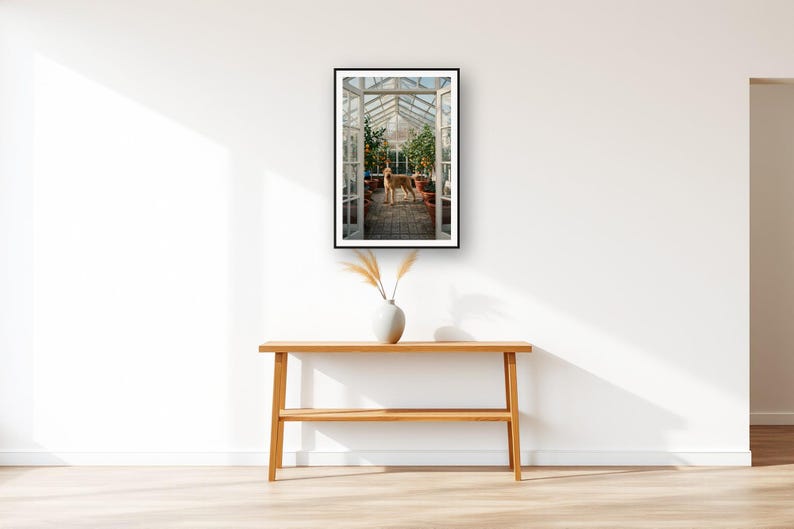 Rhodesian Ridgeback Wall Art art print displayed above an entry console table