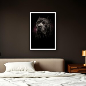 Cane Corso Wall Art II art print framed in a dark luxury bedroom