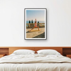 Yoga Warrior Pose Print | Vintage Villa Terrace Morning Photo (Digital Download) image 2