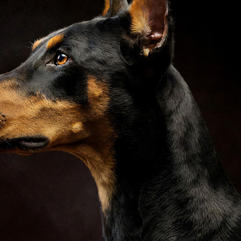 Close-up detail of Doberman Wall Art art print