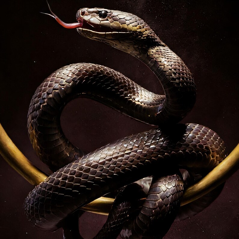 Close-up detail of Serpent Wall Art III art print