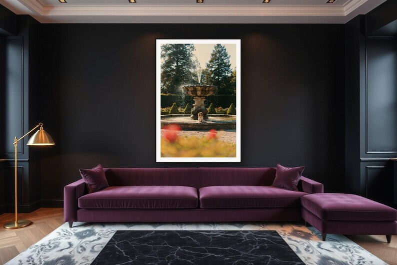 Cavalier Spaniel Wall Art art print framed in a luxury living room