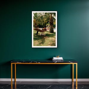 Labrador Wall Art art print on a brass and black console vignette
