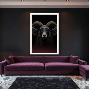 Ram Wall Art II art print framed in a luxury living room