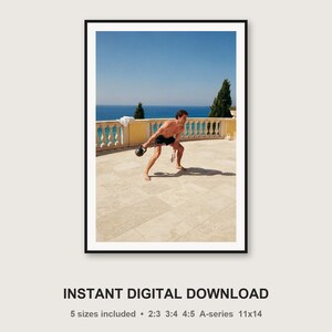 Kettlebell Workout Print | Vintage Mediterranean Terrace Strength Training Photo (Digital Download) image 3
