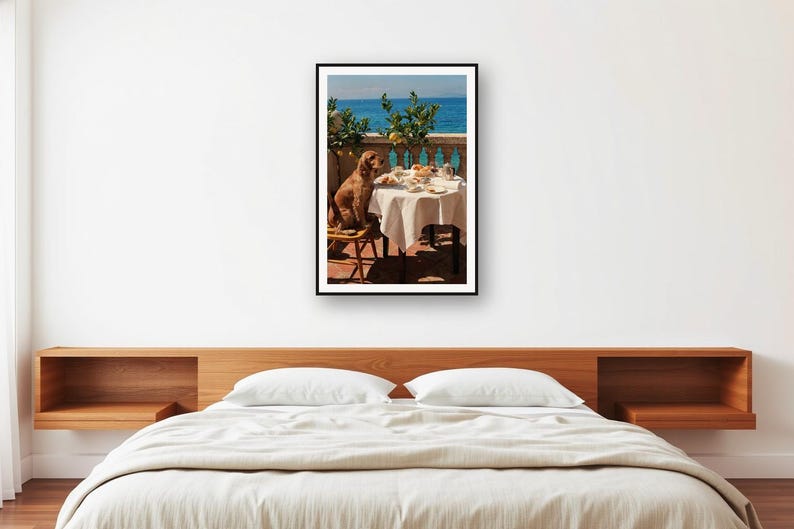 Cocker Spaniel Terrace Breakfast Print | Vintage Riviera Dog Photography (Digital Download) image 2