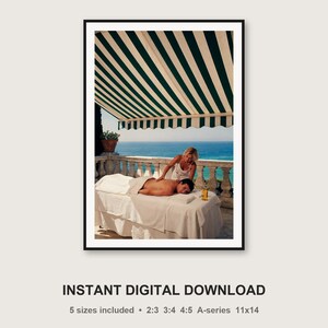 Vintage Villa Terrace Massage Print | Mediterranean Recovery Spa Art (Digital Download) image 3