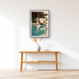 Push Up Wall Art art print displayed above an entry console table