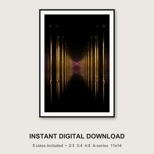Brass Colonnade Print | Dark Moody Architectural Wall Art (Digital Download) image 3