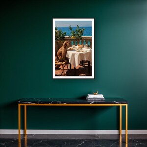Cocker Spaniel Wall Art art print on a brass and black console vignette