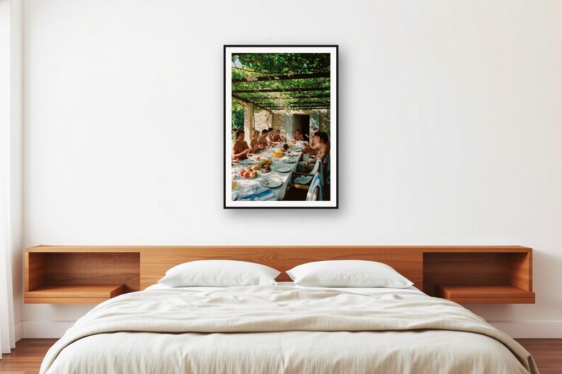 Athletes Long Lunch Print | Mediterranean Villa Pergola, Retro Photo (Digital Download) image 2