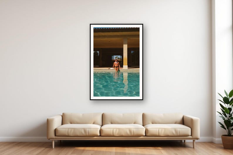 Vintage Villa Swimmer Print | Retro Poolside Athlete Wall Art (Digital Download) image 1