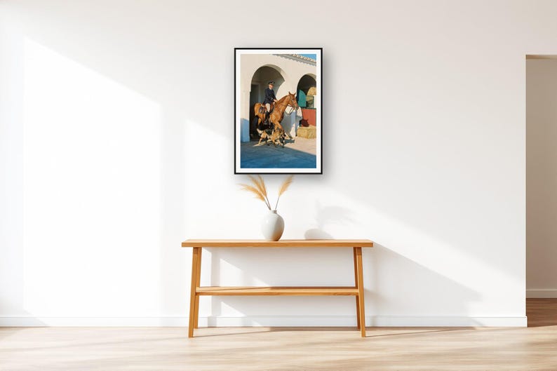 Dutch Shepherd Wall Art art print displayed above an entry console table